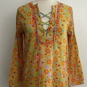 Tunic Shirt  Swimsuit Coverup Fruit and Floral Print